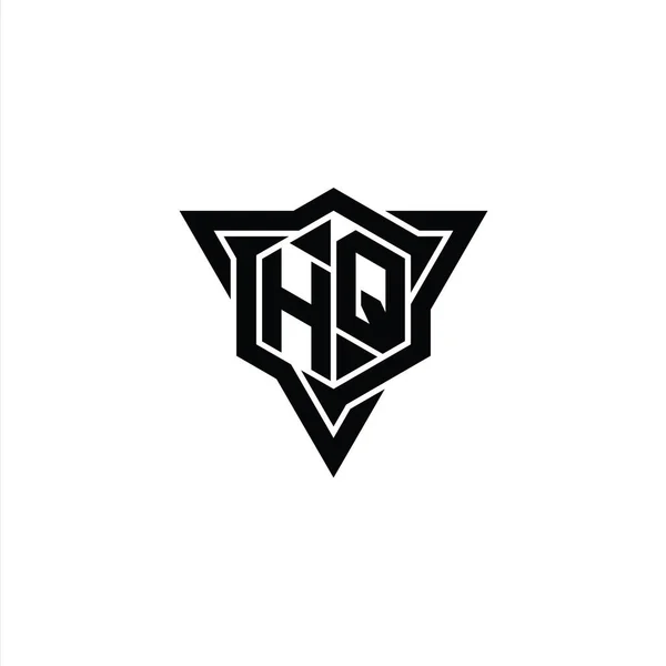 Carta Logo Monograma Hexágono Forma Com Triângulo Esboço Afiado Modelo — Fotografia de Stock