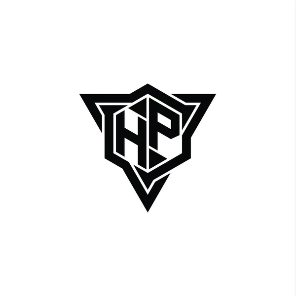 Логотип Логотип Шестиугольник Треугольником Очертания Резкий Стиль Ломтик Дизайн Шаблон — стоковое фото