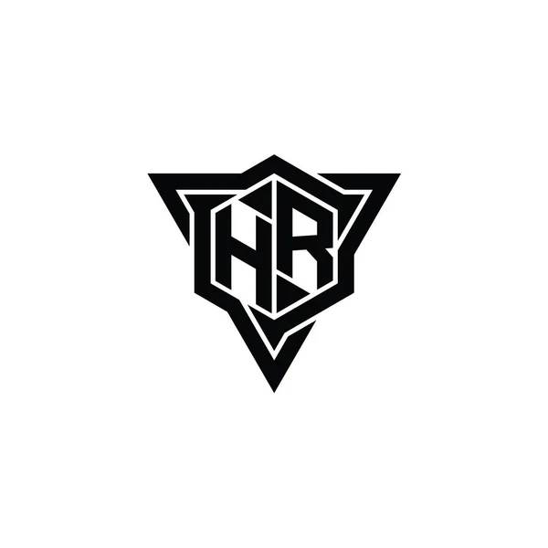 Letter Logo Monograma Hexágono Con Forma Triángulo Contorno Afilado Corte —  Fotos de Stock