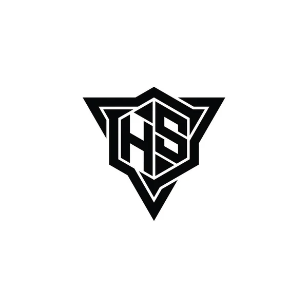 Letter Logo Monogram Hexagon 삼각형 윤곽날카로운 슬라이스 스타일 템플릿 — 스톡 사진