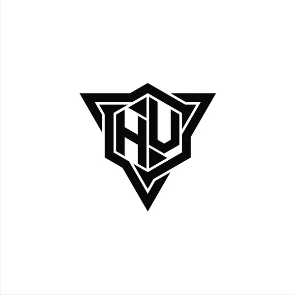 Логотип Монограмма Шестиугольник Треугольником Очертания Резкий Стиль Ломтик Дизайн Шаблон — стоковое фото