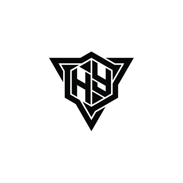 Letter Logo Monogram Hexagon Shape Triangle Outline Sharp Slice Style — Stock Photo, Image