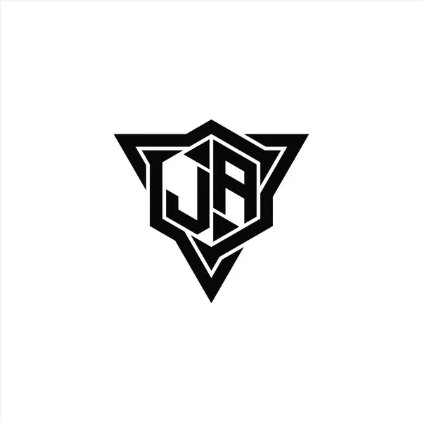 Letter Logo Monogram Šestiúhelník Tvar Trojúhelníkem Obrys Ostrý Řez Styl — Stock fotografie