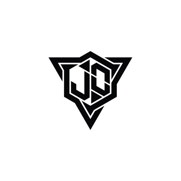 Letter Logo Monogram Šestiúhelník Tvar Trojúhelníkem Obrys Ostrý Řez Styl — Stock fotografie