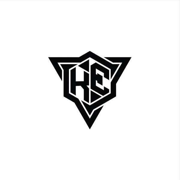 Логотип Буквы Шестиугольник Треугольником Очертания Острый Стиль Ломтик Дизайн Шаблон — стоковое фото