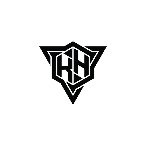 Letter Logo Monogram Zeshoekige Vorm Met Driehoekige Omtrek Scherpe Snijstijl — Stockfoto