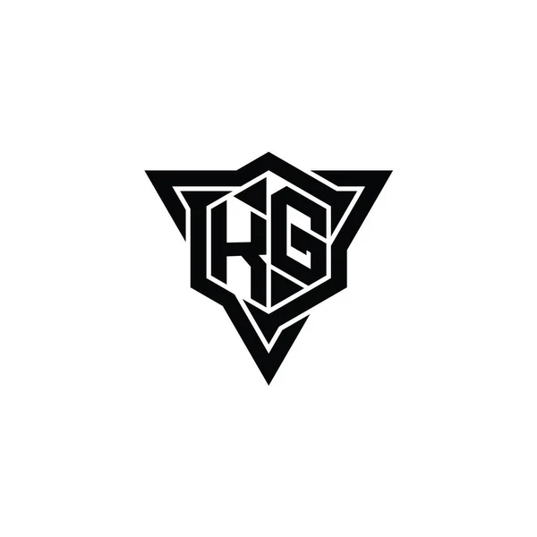 Logo Logo Monogram Sześciokąt Kształt Zarysem Trójkąta Ostry Krój Styl — Zdjęcie stockowe