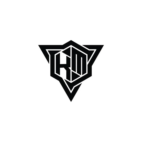 Логотип Буквы Буквы Шестиугольник Формы Треугольником Очертания Резкий Стиль Ломтик — стоковое фото