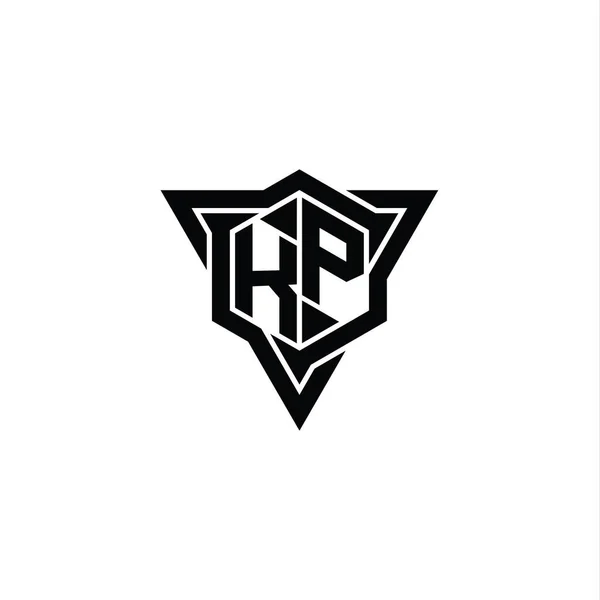 Letter Logo Monogram Zeshoekige Vorm Met Driehoekige Omtrek Scherpe Plak — Stockfoto