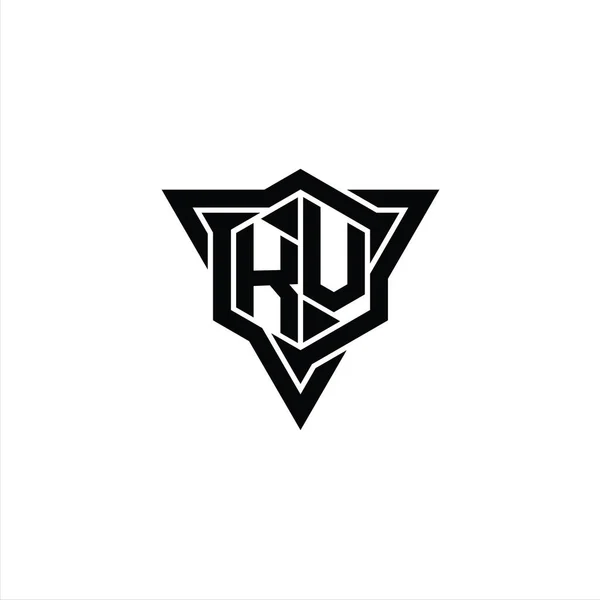 Bentuk Heksagon Monogram Letter Logo Dengan Pinggiran Segitiga Templat Desain — Stok Foto