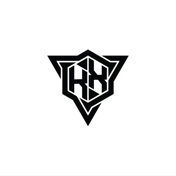 Harfi Logo Monogram Altıgen Şekli Üçgen Çizgili Keskin Dilim Biçimi — Stok fotoğraf