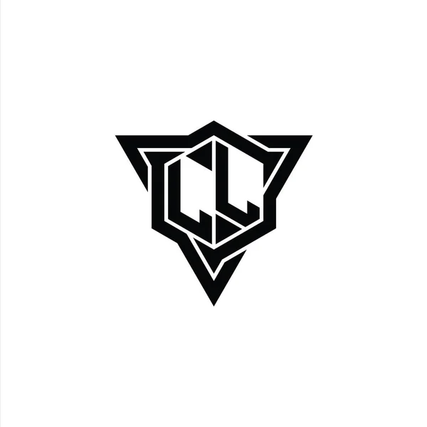 Písmeno Logo Monogram Šestiúhelník Tvar Trojúhelníkem Obrys Ostrý Řez Styl — Stock fotografie