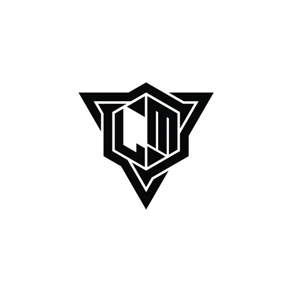 Буква Логотип Шестиугольник Формы Треугольником Очертания Резкий Стиль Ломтик Дизайн — стоковое фото