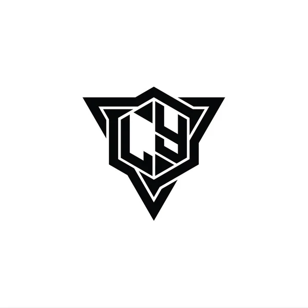 Harfi Logosu Monogram Altıgen Şekli Üçgen Kesim Biçimi Tasarım Şablonu — Stok fotoğraf