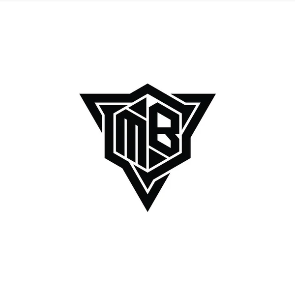 Levél Logo Monogram Hatszög Alakú Háromszög Körvonalas Éles Szelet Stílusú — Stock Fotó