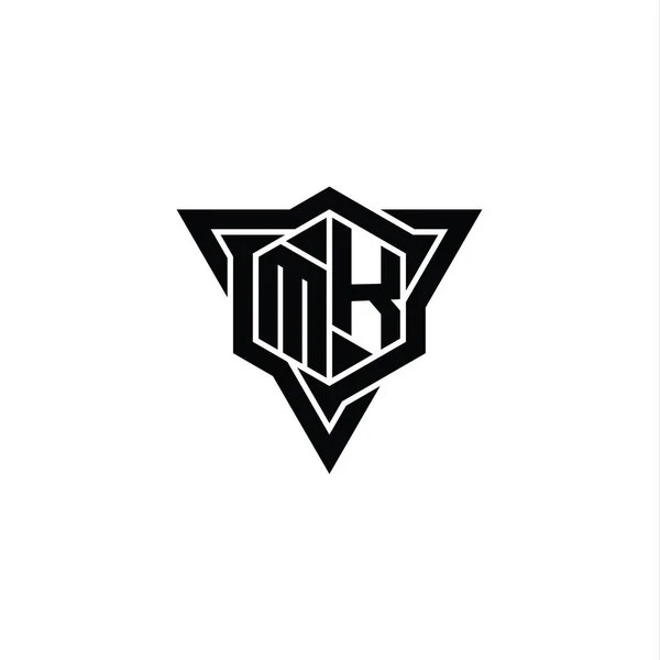 Логотип Логотип Шестиугольника Треугольником Очертания Резкий Стиль Ломтик Дизайн Шаблона — стоковое фото