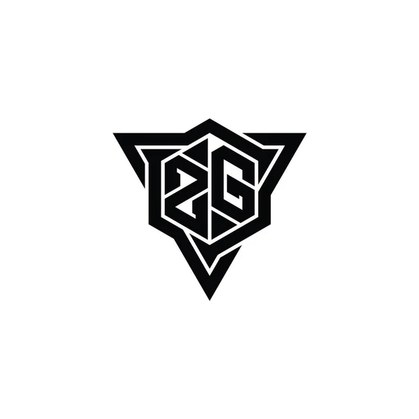 Carta Logo Monograma Forma Hexágono Com Triângulo Esboço Afiado Modelo — Fotografia de Stock