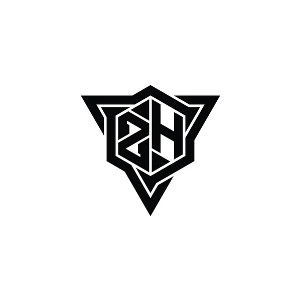 Letter Logo Monogram Hexagon 삼각형 윤곽날카로운 슬라이스 스타일 템플릿 — 스톡 사진