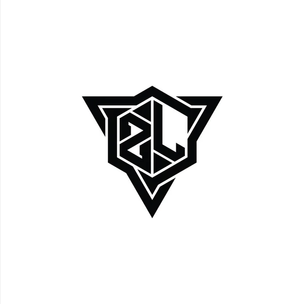 Letter Λογότυπο Μονόγραμμα Εξάγωνο Σχήμα Τρίγωνο Περίγραμμα Αιχμηρό Σχήμα Φέτα — Φωτογραφία Αρχείου