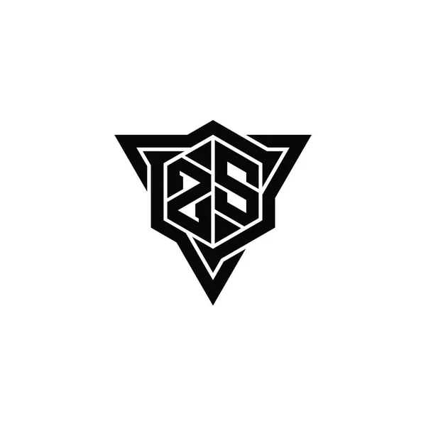 Letter Logo Monogram Hexagon Shape Triangle Outline Sharp Slice Style — Stock Photo, Image