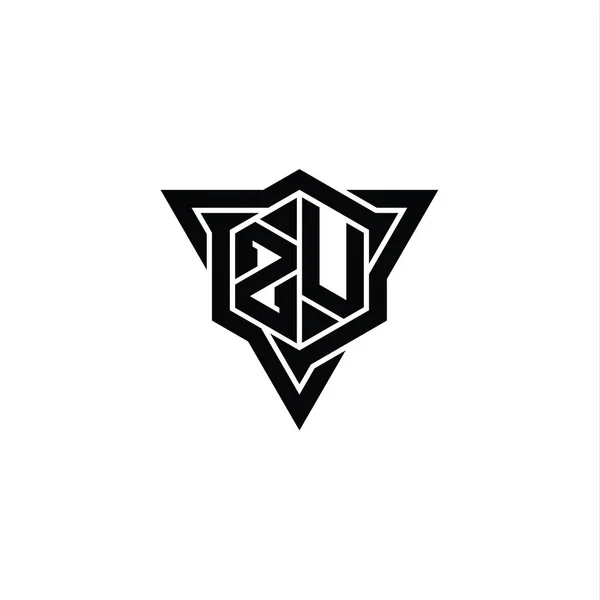 List Logo Monogram Kształt Sześciokąta Zarysem Trójkąta Ostry Krój Stylu — Zdjęcie stockowe