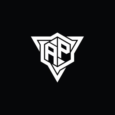 AP Harfi Logo monogram altıgen şekli ve üçgen kesim biçimi tasarım şablonu