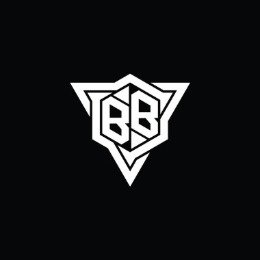 BB Harfi Logo monogram altıgen şekli ve üçgen kesim biçimi tasarım şablonu