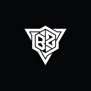 BZ Harfi Logo monogram altıgen şekli ve üçgen çizgili keskin dilim biçimi tasarım şablonu