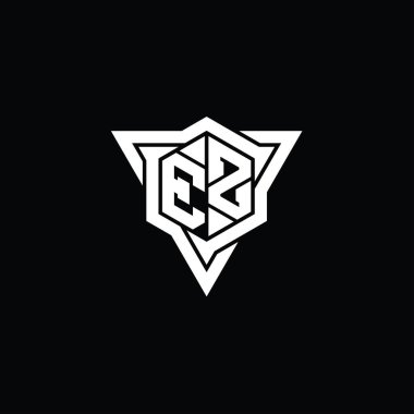 EZ Harfi Logo monogram altıgen şekli ve üçgen çizgili keskin dilim biçimi tasarım şablonu