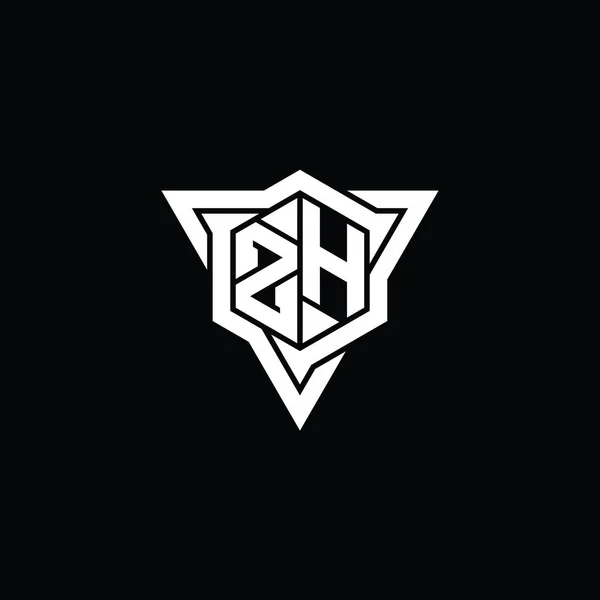 Písmeno Logo Monogram Šestiúhelník Tvar Trojúhelníkem Obrys Ostrý Řez Styl — Stock fotografie