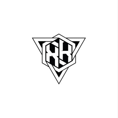 XK Letter Logo monogram altıgen şekli üçgen geometrik dış hat keskin modern tarz tasarım şablonu