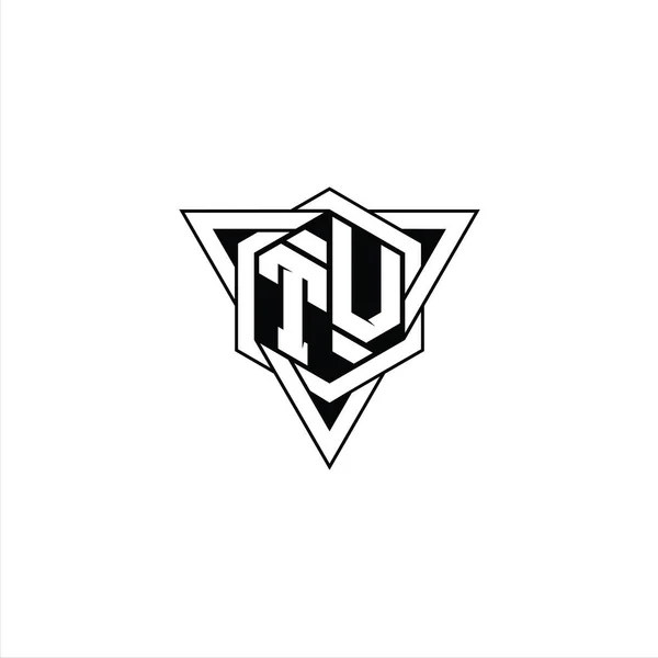 TV Letter Logo monogram hexagon shape with triangle geometric outline sharp modern style design template