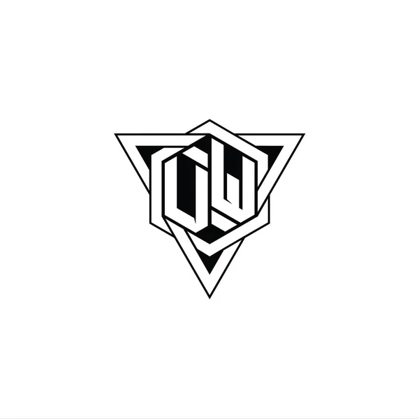 Carta Logo Monograma Hexágono Forma Com Triângulo Contorno Geométrico Afiado — Fotografia de Stock