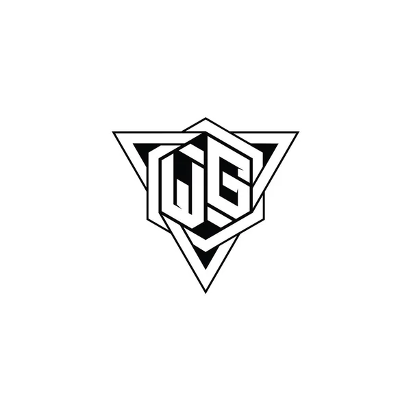 Carta Logo Monograma Hexágono Forma Con Triángulo Geométrico Contorno Afilado —  Fotos de Stock