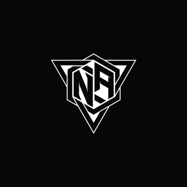 NA Harfi Logo monogram altıgen şekli üçgen geometrik dış hat keskin modern tarz tasarım şablonu