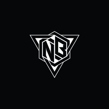 NB Harfi Logo monogram altıgen şekli üçgen geometrik dış hat keskin modern tarz tasarım şablonu
