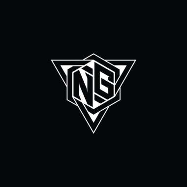 NG Harfi Logo monogram altıgen şekli üçgen geometrik dış hat keskin modern tarz tasarım şablonu