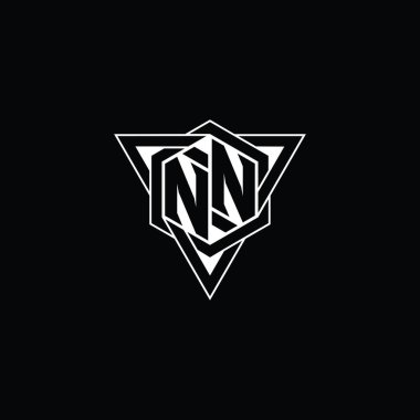 NN Harfi Logo monogram altıgen şekli üçgen geometrik dış hat keskin modern tarz tasarım şablonu