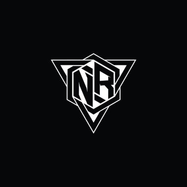 NR Letter Logo monogram altıgen şekli üçgen geometrik dış hat keskin modern tarz tasarım şablonu
