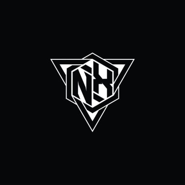 NX Harfi Logo monogram altıgen şekli üçgen geometrik dış hat keskin modern tarz tasarım şablonu