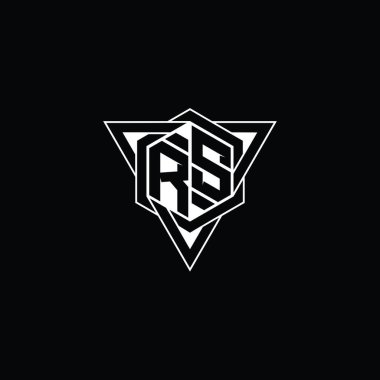 SC Harfi Logo monogram altıgen şekli üçgen geometrik dış hat keskin modern biçim tasarım şablonu