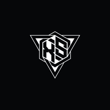 XS Letter Logo monogram altıgen şekli üçgen geometrik dış hat keskin modern tarz tasarım şablonu