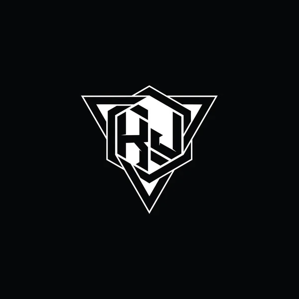 Harfi Logo Monogram Altıgen Şekli Üçgen Geometrik Dış Hat Keskin — Stok fotoğraf