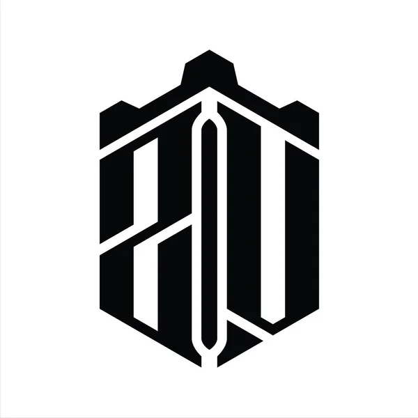 Betű Logo Monogram Hatszög Alakú Korona Vár Geometriai Stílus Design — Stock Fotó