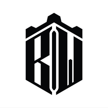 BW Harfi Logo monogram altıgen şekli Crown kalesi geometrik biçim tasarım şablonu