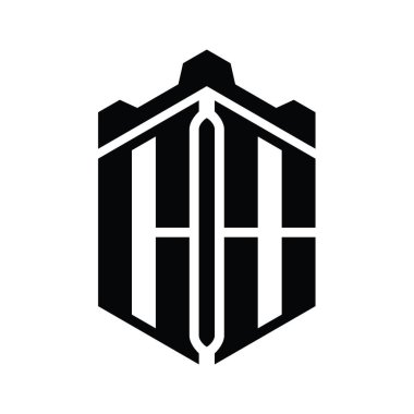 Crown Castle geometrik stil tasarım şablonu ile CO Harfi Logo monogram altıgen şekli