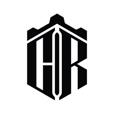 Crown Castle geometrik stil tasarım şablonu ile CR Letter logo monogram altıgen şekli