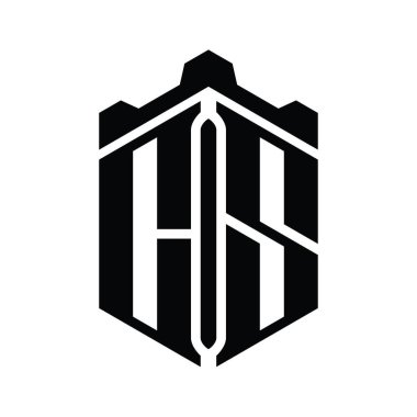 Crown Castle Geometrik stil tasarım şablonu ile CS Letter logo monogram altıgen şekli