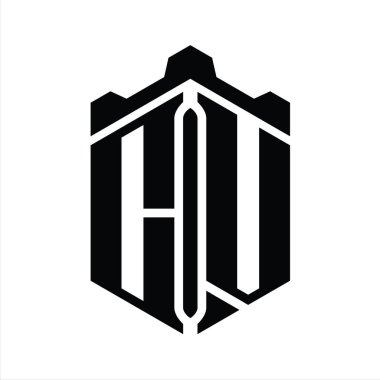 CV Harf Logosu monogram altıgen şekli Crown Castle geometrik biçim tasarım şablonu