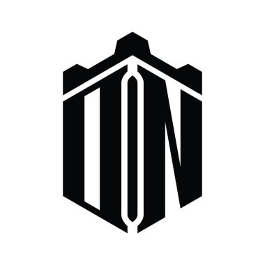 DN Harf Logosu monogram altıgen şekli Crown Castle geometrik biçim tasarım şablonu